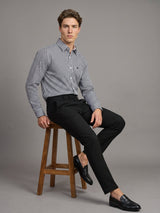 Destiny Black With White Stripe Premium Giza Designer Shirt