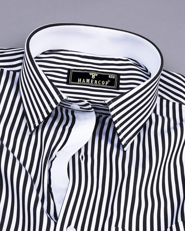 Destiny Black With White Stripe Premium Giza Designer Shirt