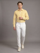 Destiny Yellow With White Stripe Premium Giza Designer Shirt