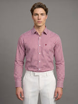 Destiny Red With White Stripe Premium Giza Designer Shirt