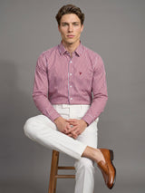 Destiny Red With White Stripe Premium Giza Designer Shirt