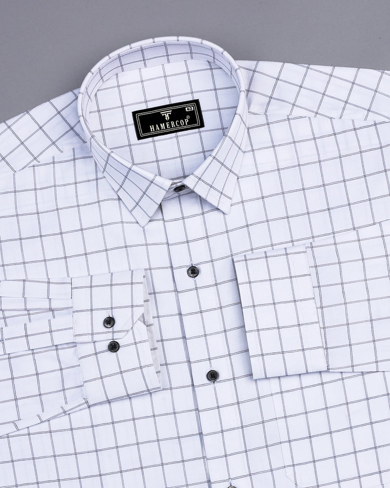 Exter Gray With White Check Dobby Cotton Shirt