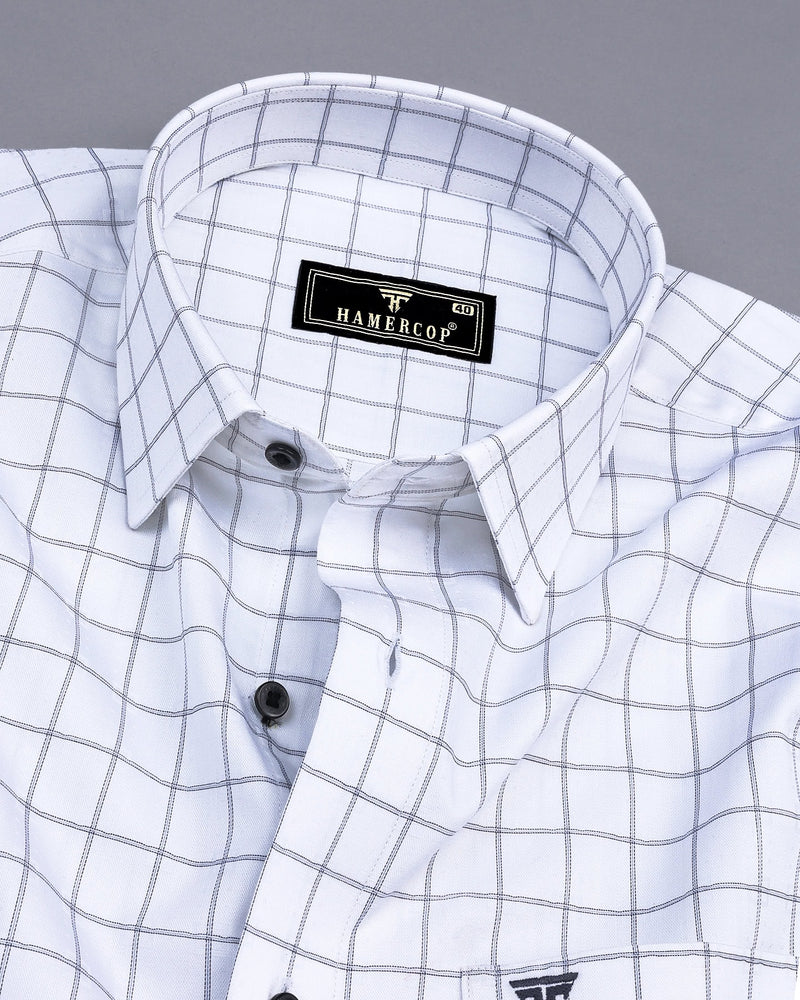 Exter Gray With White Check Dobby Cotton Shirt