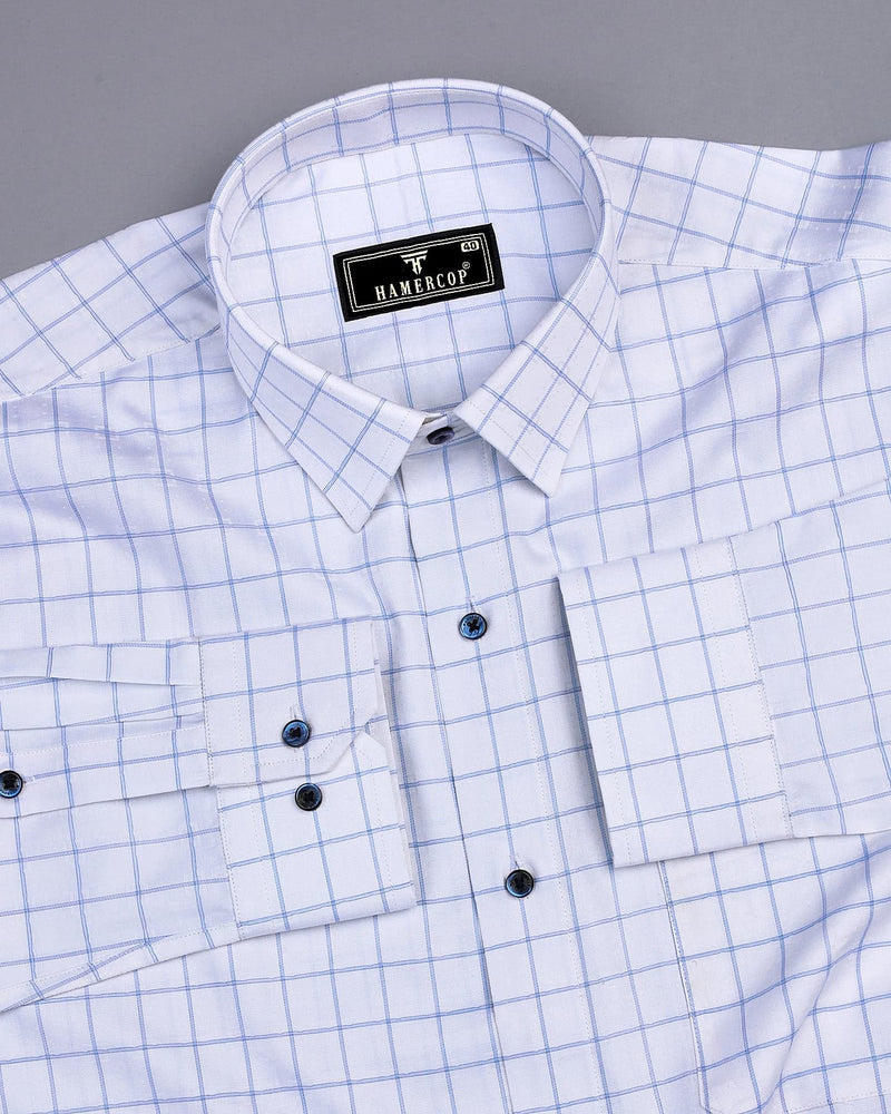 Exter Blue With White Check Dobby Cotton Shirt