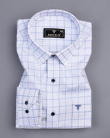 Exter Blue With White Check Dobby Cotton Shirt