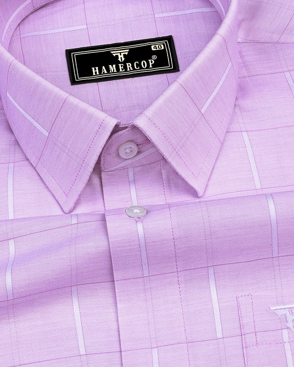 Texel Lavender Purple Jacquard Check Premium Giza Shirt