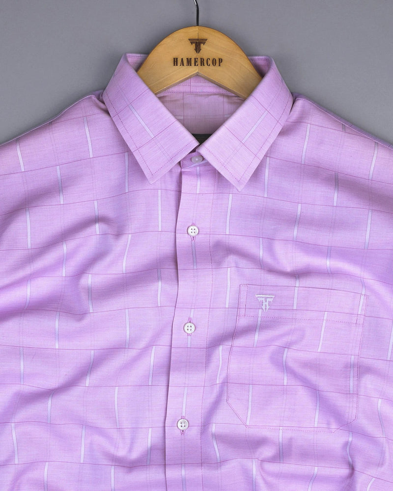 Texel Lavender Purple Jacquard Check Premium Giza Shirt