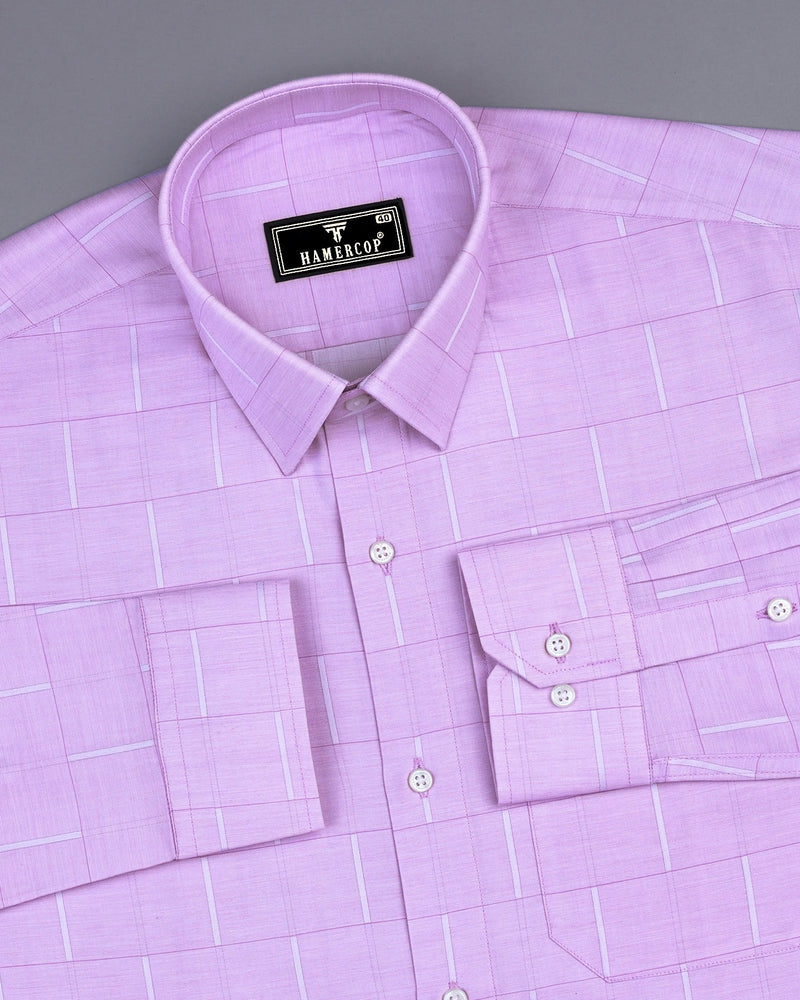 Texel Lavender Purple Jacquard Check Premium Giza Shirt