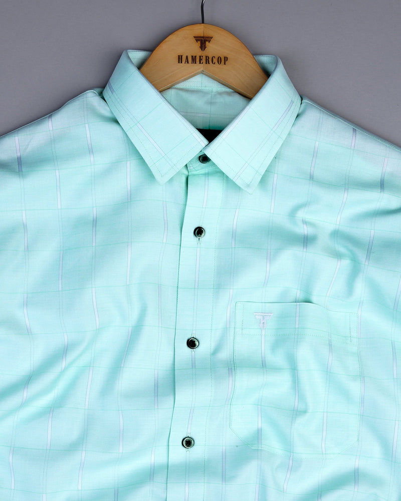 Texel Pista Green Jacquard Check Premium Giza Shirt