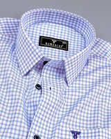 Acoma Blue Twill Check Premium Giza Cotton Shirt