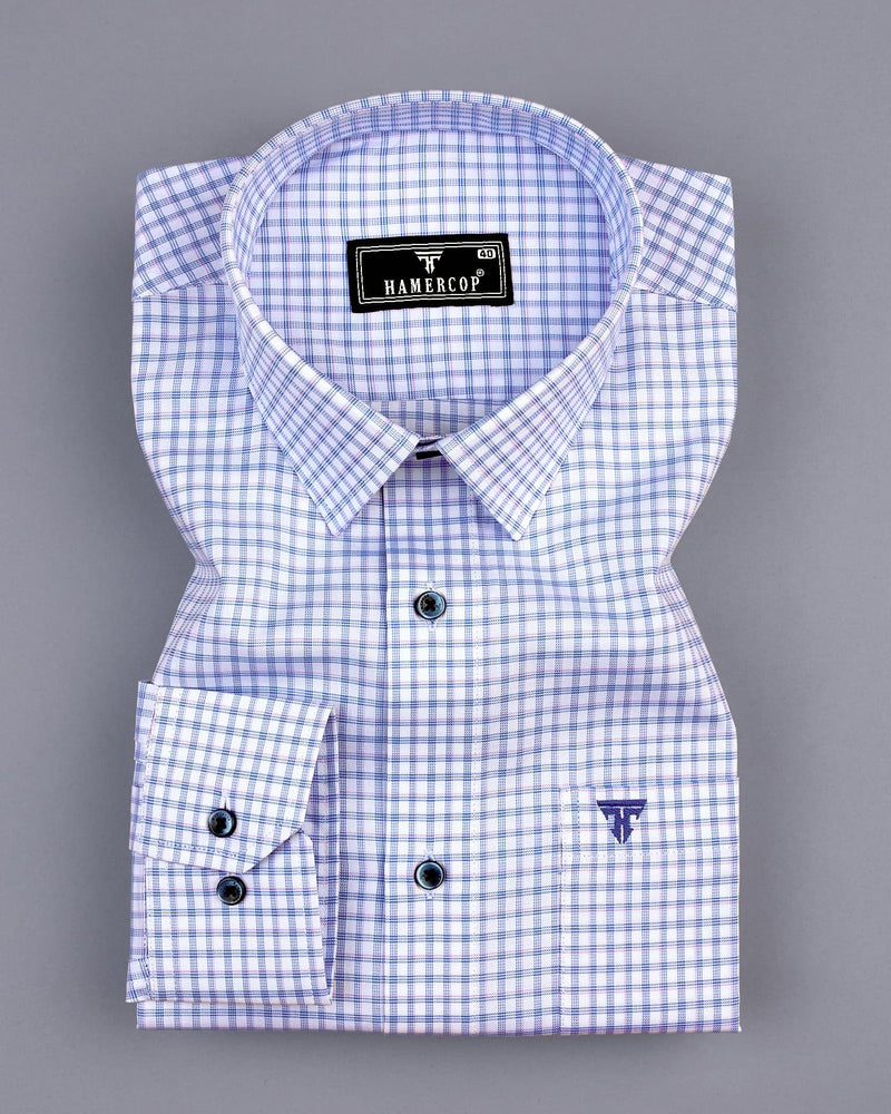 Acoma Blue Twill Check Premium Giza Cotton Shirt