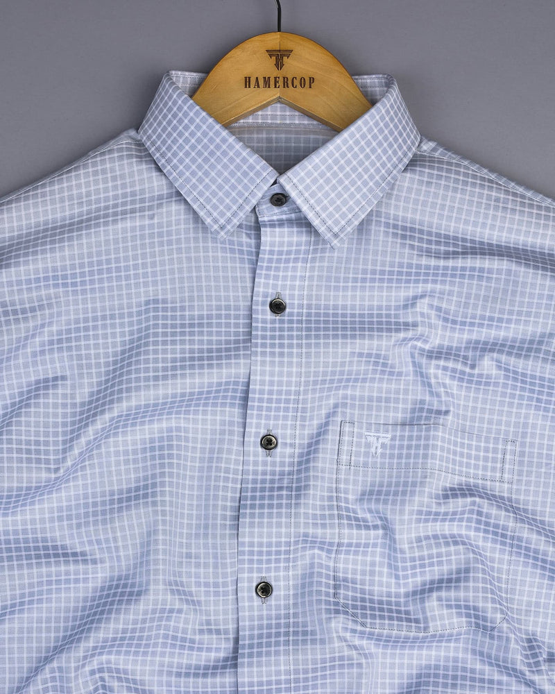 Volga Gray With White Twill Check Premium Giza Cotton Shirt