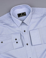 Volga Gray With White Twill Check Premium Giza Cotton Shirt