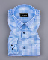 Volga Blue With White Twill Check Premium Giza Cotton Shirt