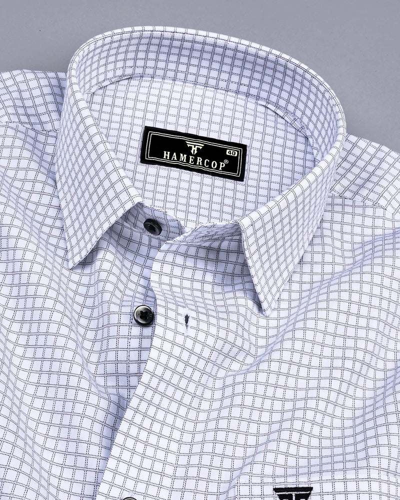 Naxos White Dobby Check Premium Giza Cotton Shirt