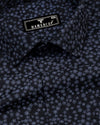 Black Hibiscus Printed Self Weft Stripe Dobby Cotton Shirt