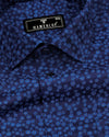 Blue Hibiscus Printed Self Weft Stripe Dobby Cotton Shirt