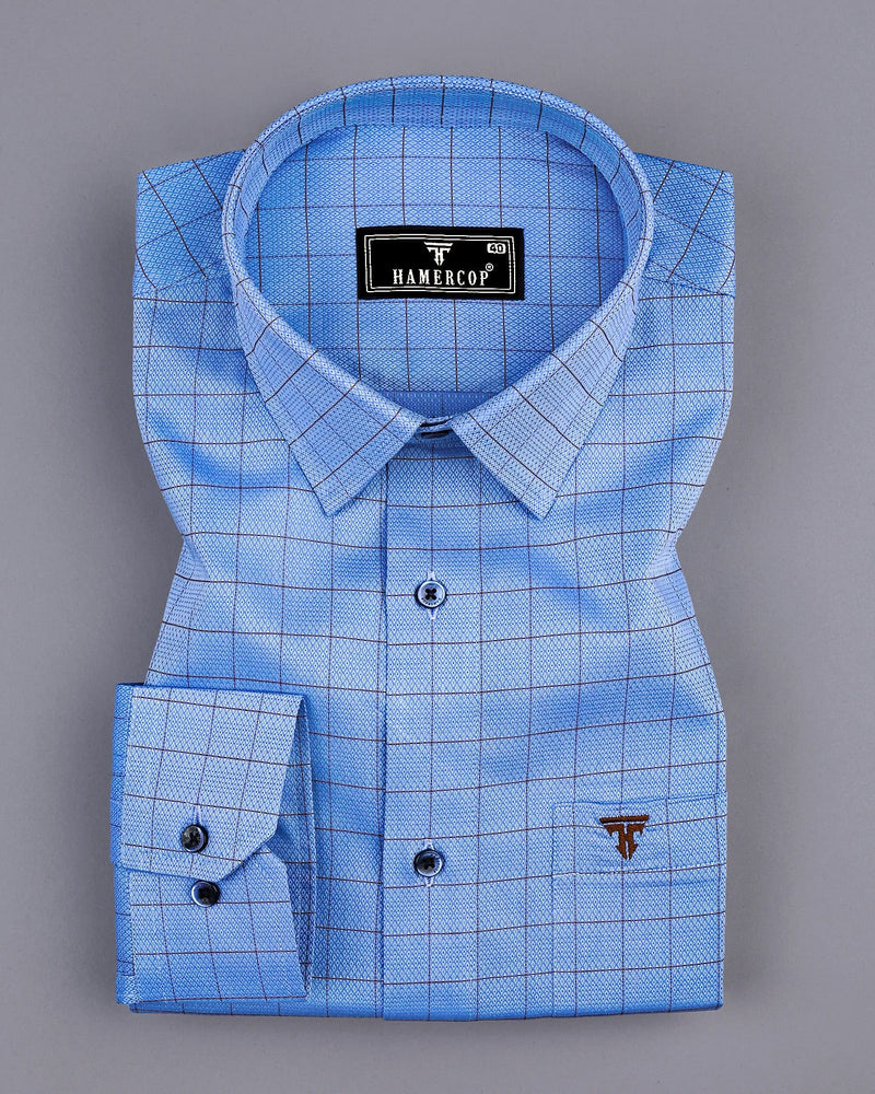 Mutex Blue Jacquard Check Premium Giza Shirt