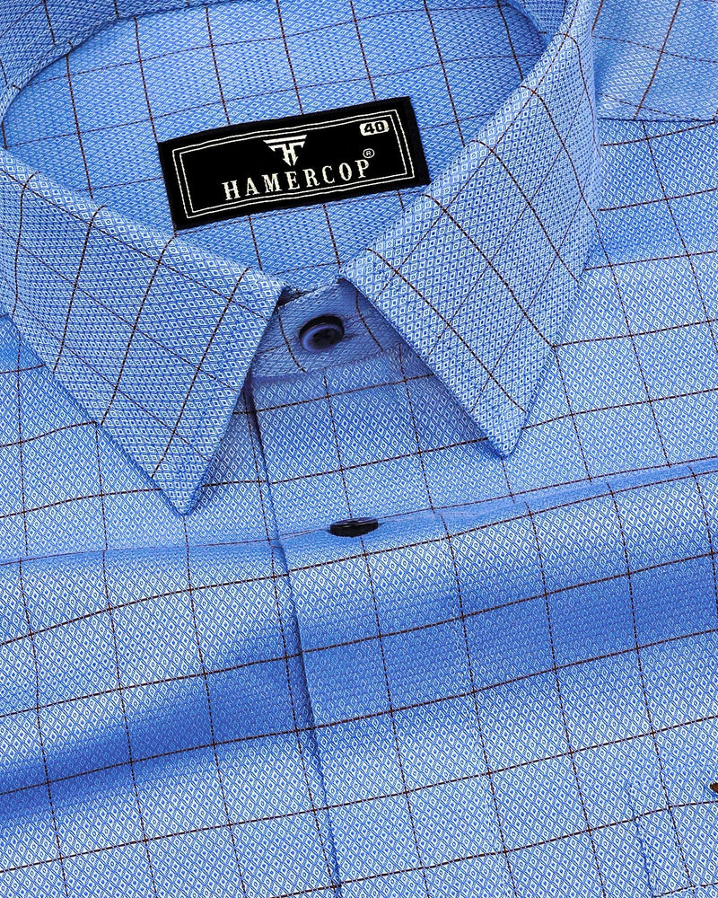 Mutex Blue Jacquard Check Premium Giza Shirt