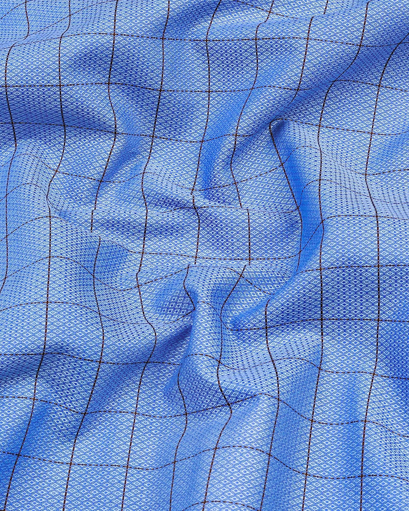 Mutex Blue Jacquard Check Premium Giza Shirt