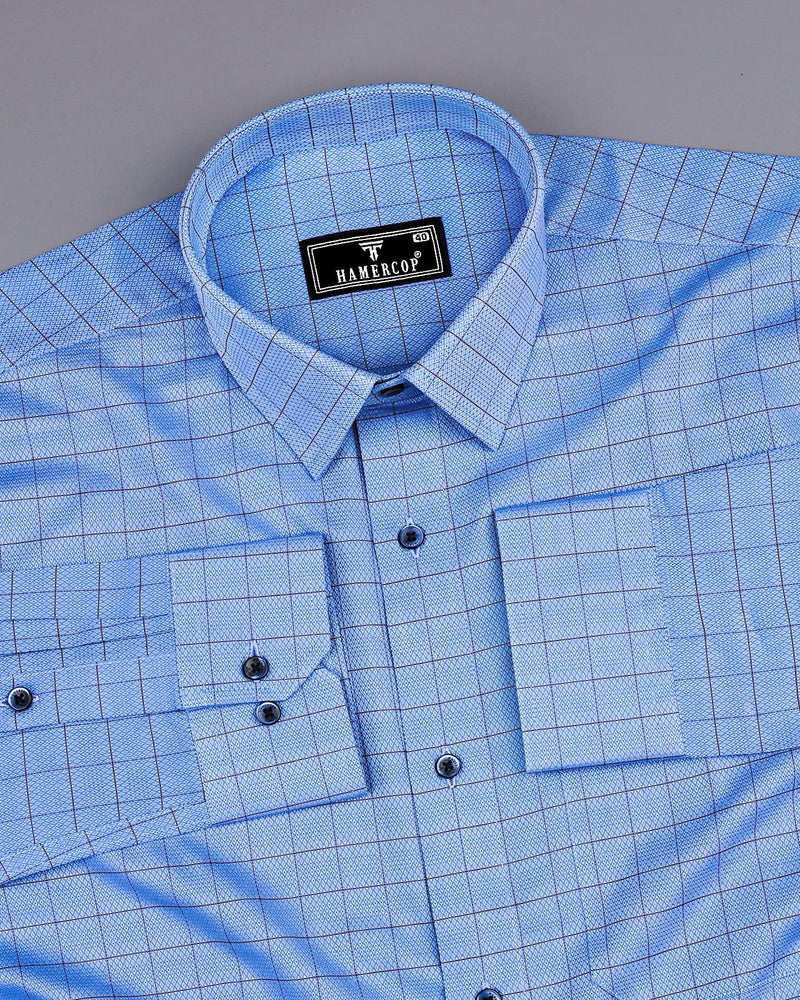 Mutex Blue Jacquard Check Premium Giza Shirt