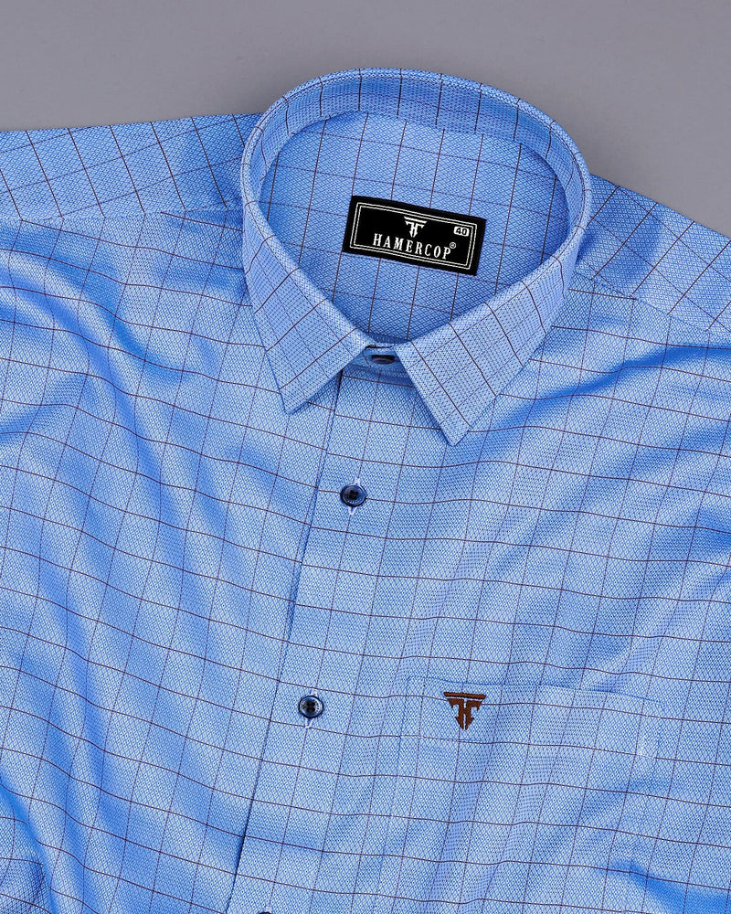 Mutex Blue Jacquard Check Premium Giza Shirt