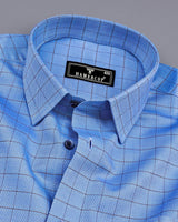 Mutex Blue Jacquard Check Premium Giza Shirt