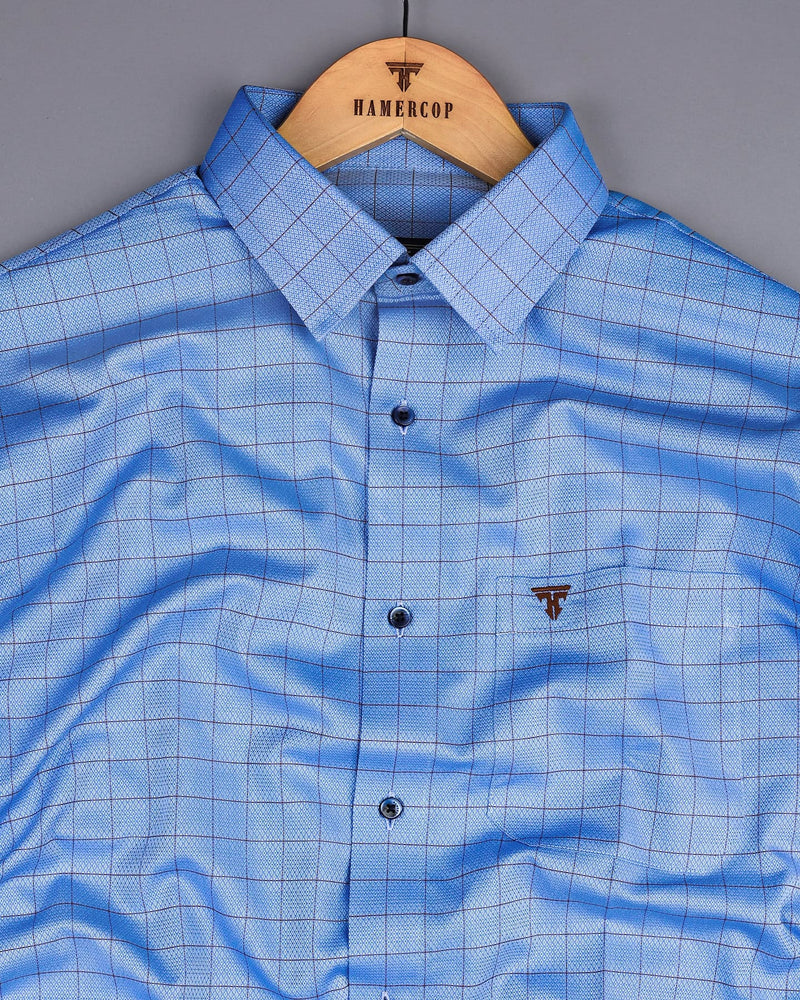 Mutex Blue Jacquard Check Premium Giza Shirt