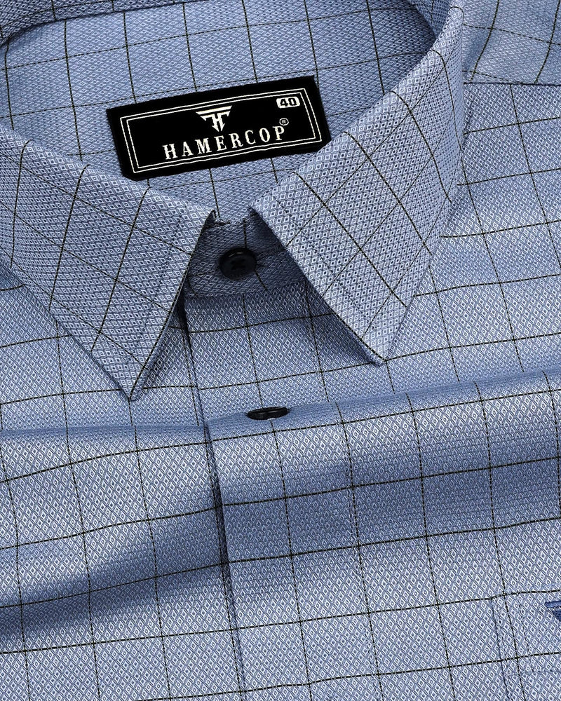 Mutex Gray Jacquard Check Premium Giza Shirt