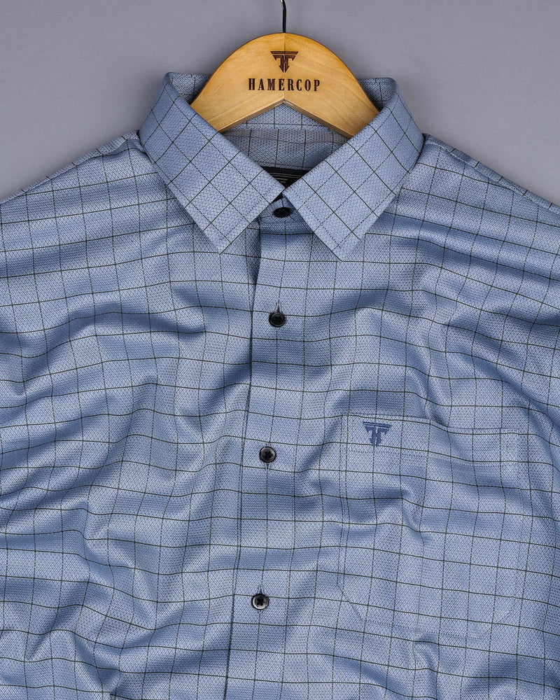 Mutex Gray Jacquard Check Premium Giza Shirt