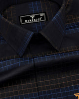 Bolton Blue And Mustard Check With Black Premium Giza Shirt