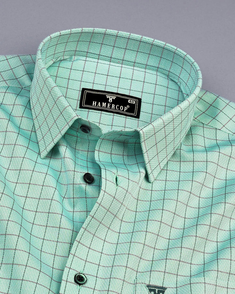 Mercey Green Jacquard Check Premium Giza Shirt