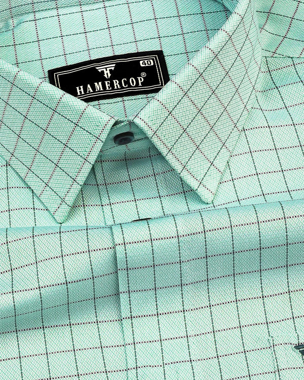 Mercey Green Jacquard Check Premium Giza Shirt