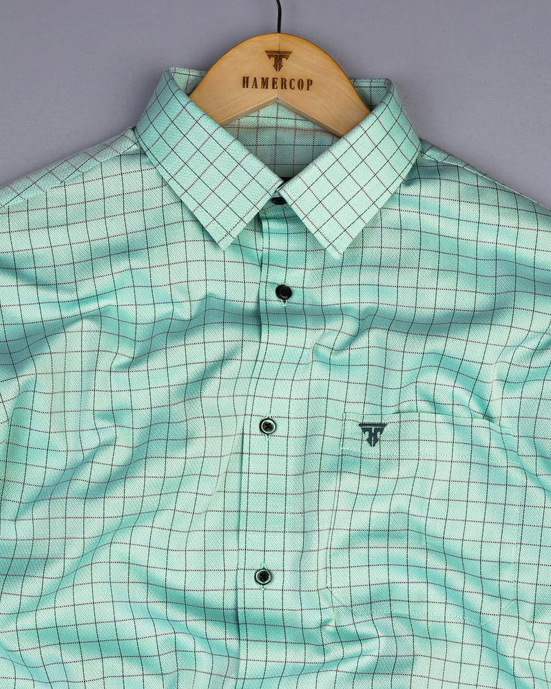 Mercey Green Jacquard Check Premium Giza Shirt