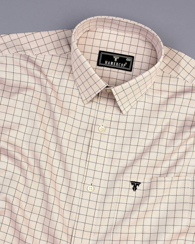 Mercey Cream Jacquard Check Premium Giza Shirt