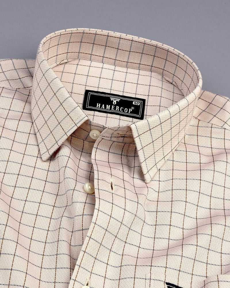 Mercey Cream Jacquard Check Premium Giza Shirt