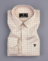 Mercey Cream Jacquard Check Premium Giza Shirt