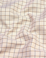 Mercey Cream Jacquard Check Premium Giza Shirt