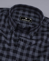 Admont Black With Gray Twill Check Premium Cotton Shirt