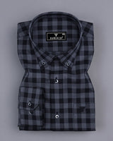 Admont Black With Gray Twill Check Premium Cotton Shirt