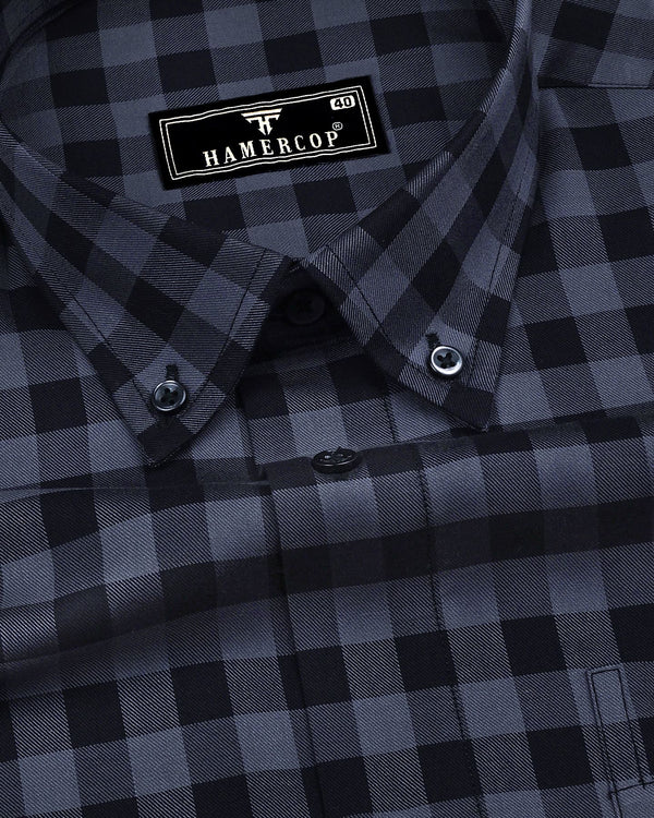 Admont Black With Gray Twill Check Premium Cotton Shirt