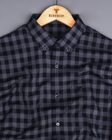 Admont Black With Gray Twill Check Premium Cotton Shirt