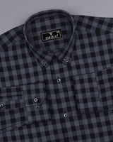 Admont Black With Gray Twill Check Premium Cotton Shirt