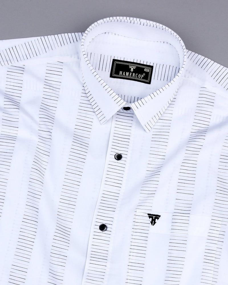 Bravo White With Black Stripe Formal Cotton Shirt