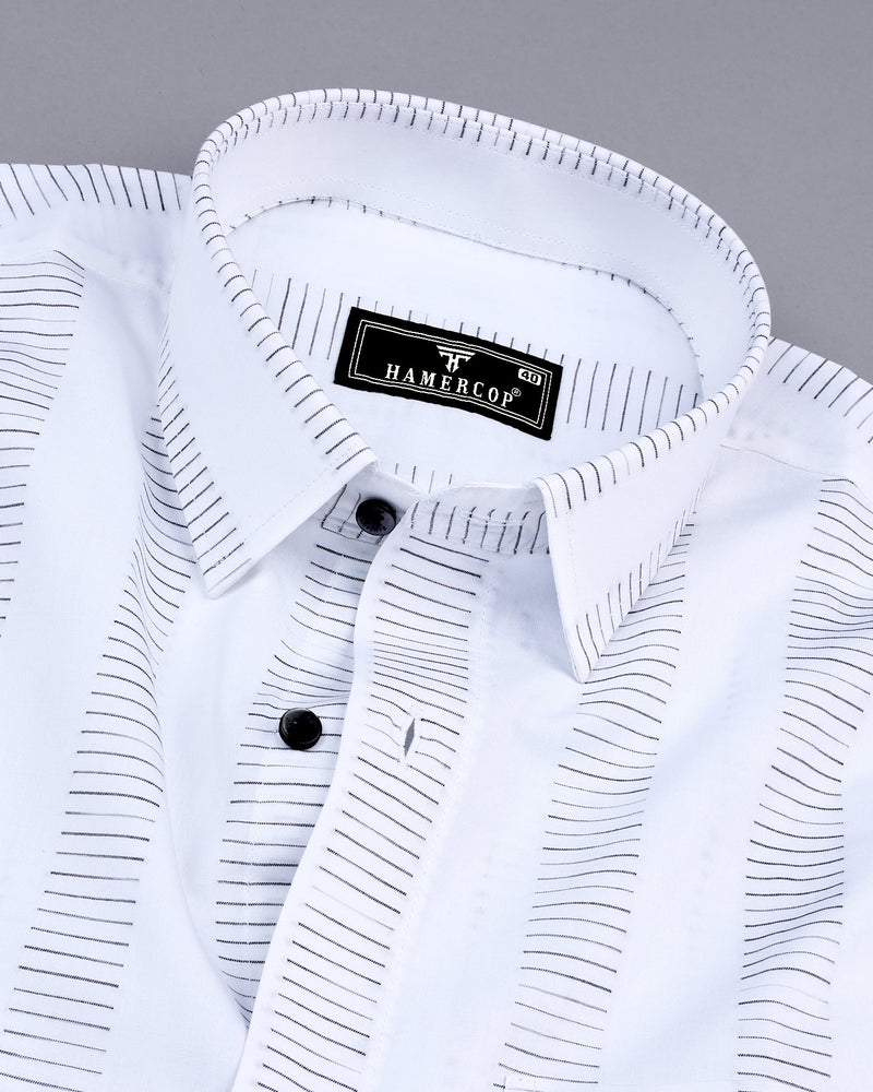 Bravo White With Black Stripe Formal Cotton Shirt