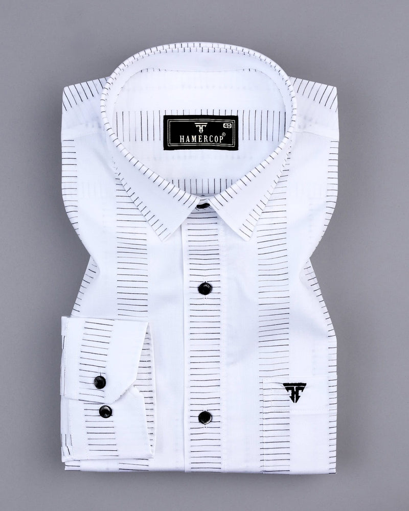 Bravo White With Black Stripe Formal Cotton Shirt