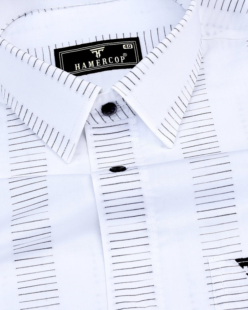 Bravo White With Black Stripe Formal Cotton Shirt