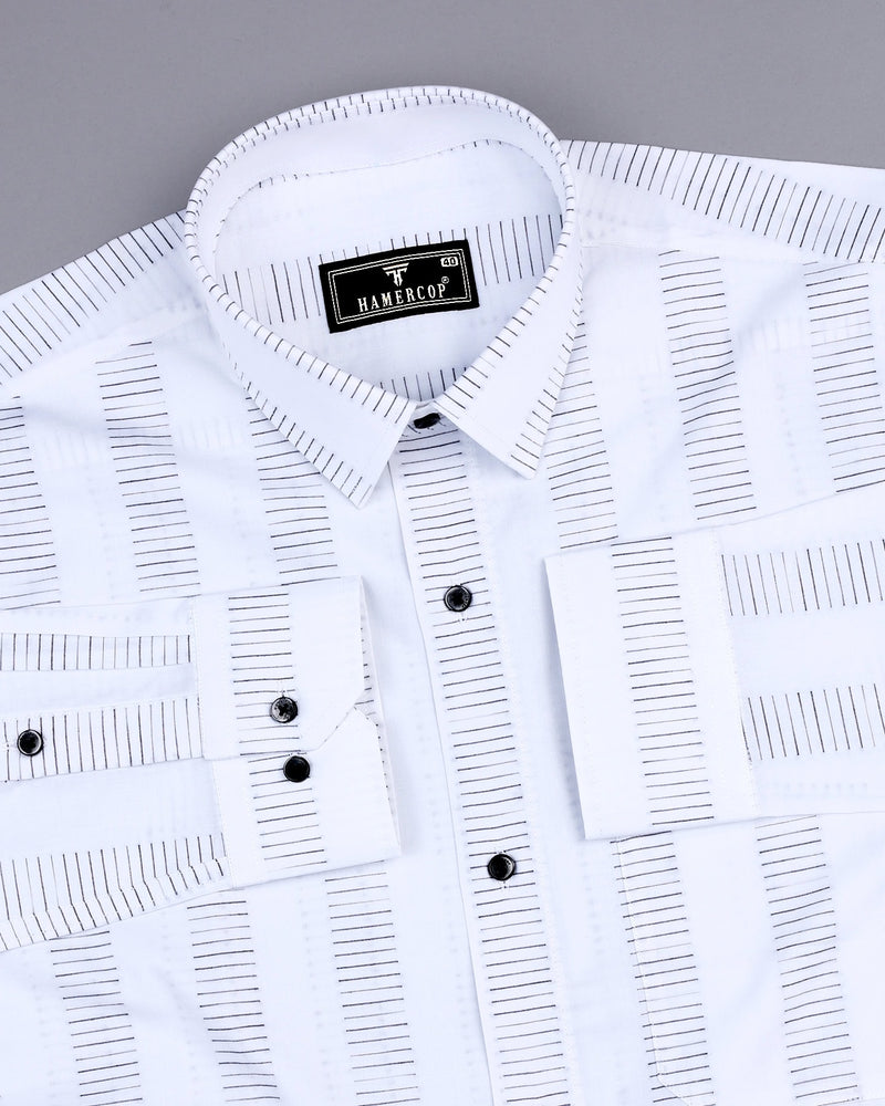 Bravo White With Black Stripe Formal Cotton Shirt