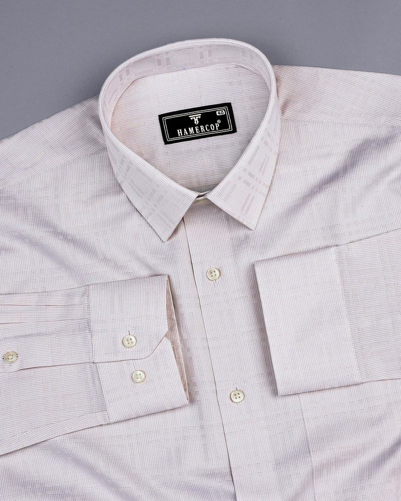 Amur Cream Dobby Check Premium Giza Cotton Shirt