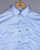 Amur SkyBlue Dobby Check Premium Giza Cotton Shirt